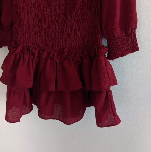 NWT Princess Polly Flinders Burgundy Mini Dress Size 2 - Picture 4 of 5